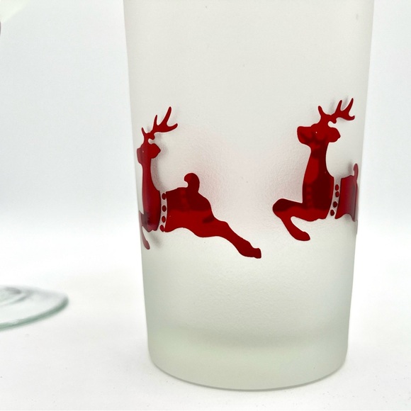 Frosted Red Reindeer Martini Christmas Glass and Shaker Set - Picture 8 of 11